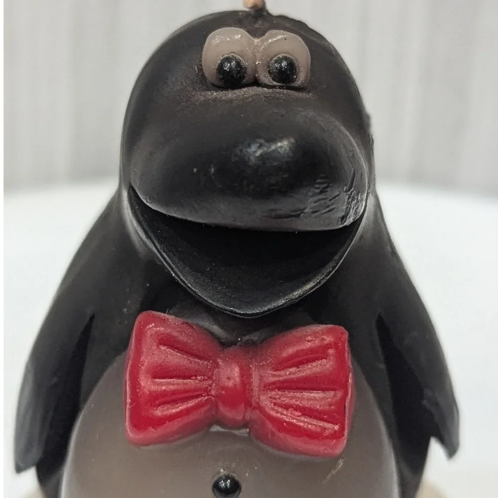 Northern Lights Vtg Wax Candle Penguin Figurine Red Bow Tie 3.5